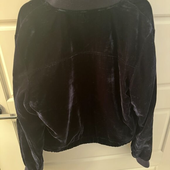 J.CREW BLUE VELVET BOMBER JACKET MEDIUM - Picture 3 of 3
